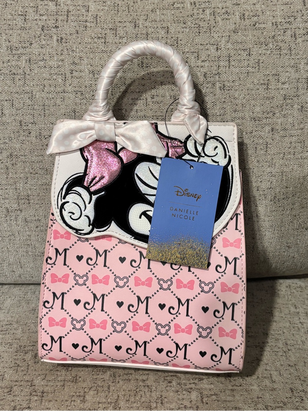 Danielle Nicole Pink Minnie Mouse Bow Monogram Mini Backpack